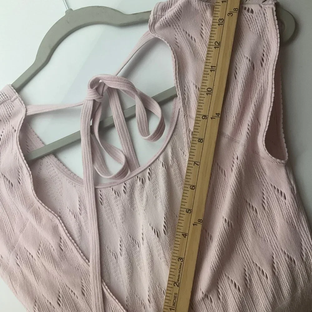 Free People Medium Robin Seamless Maxi Dress Pastel Pink Knit Ribbed Feminine - Picture 14 of 15